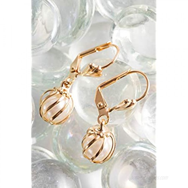 Barzel 18K Gold Plated Pearl Dangling Drop Earrings