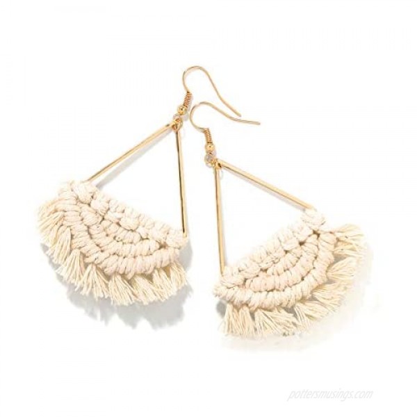 Bohemian Handmade Fringe Tassel Dangle Drop Statement Earrings for Women