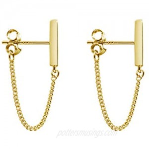 Chain Earrings for Women Sterling Silver Gold Earrings Hypoallergenic Dangle Chain Stud Earrings Gold Stud Earrings for Women