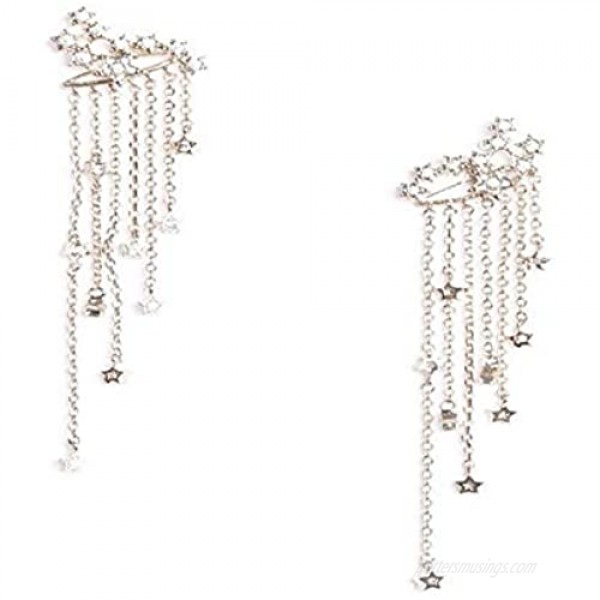 Denifery Shining Stars Tassel Earrings Hanging Exquisite Earrings for Women and Girls