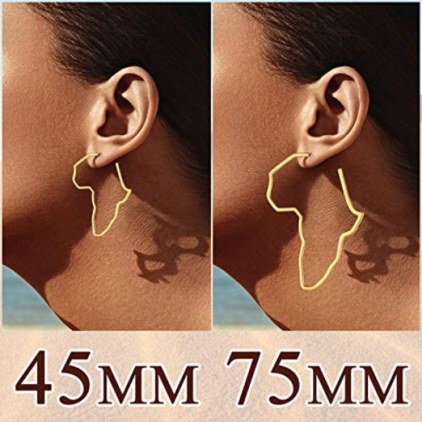 FaithHeart African Map Drop Earrings Stainless Steel Statement Africa Jewelry Ear Charms for Women Teen Girls