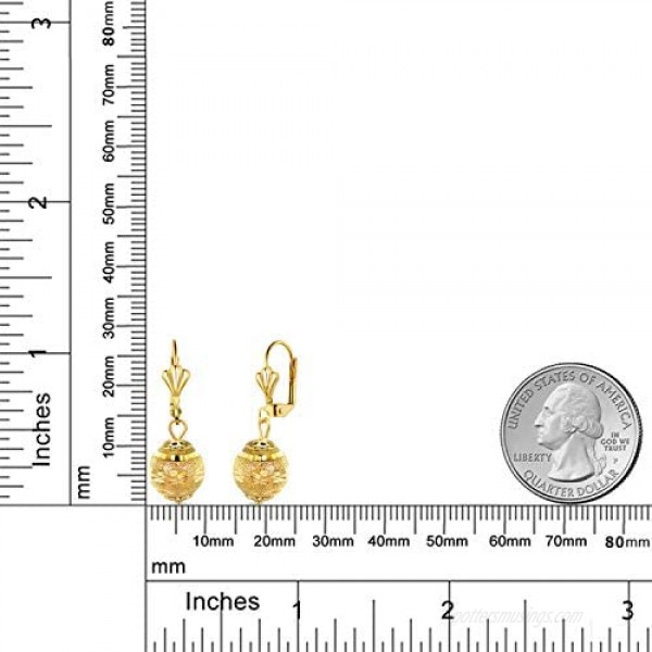 Gem Stone King Stunning 1-1/4 Inch Dangle Spheres Gold Plated Brass Lever-Back Women's Earrings
