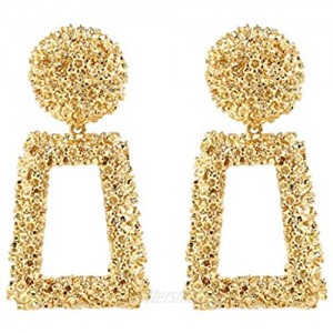 Gold Rectangle Geometric Dangle Earrings  Fashion Statement Drop Earrings for Women KELMALL COLLECTION