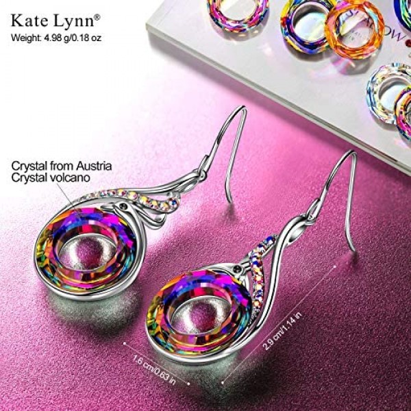 Kate Lynn Earrings for Women Nirvana of Phoenix Dangle Made with Crystals from Austria Graduation Birthday Gift with Jewelry Box 1.1 0.6 Symbol of Luck and Renewal