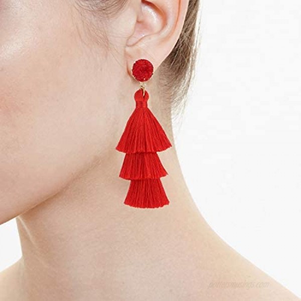 LEGITTA Tassel Earrings Layered Tiered Linear Drop Fashion Trending Earrings