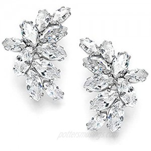 Mariell Cubic Zirconia Cluster Bridal & Wedding Earrings  Earring for Bride  Silver CZ Earring for Women