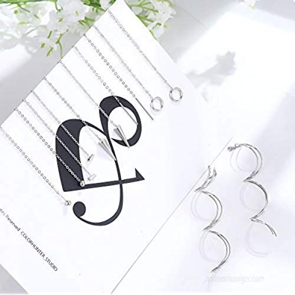 ORAZIO 6 Pairs Stainless Steel Chain Tassel Earrings for Women Lightweight Wave Threader Ball Dangle Drop Minimalist Chain Earrings Set