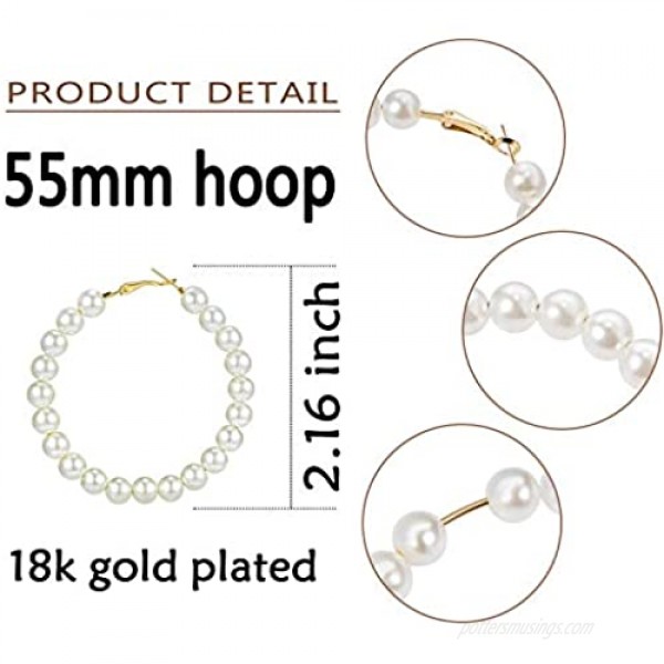 Pearl Hoop Earrings for Women Fashion Dangle Hypoallergenic Layer Earrings Drop Dangle Earrings Gifts for Women