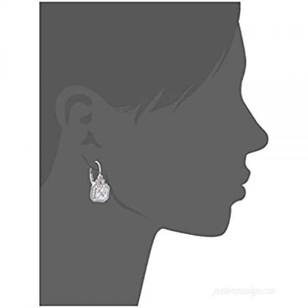 Platinum or Gold-Plated Sterling Silver Swarovski Zirconia Asscher-Cut Antique Drop Earrings