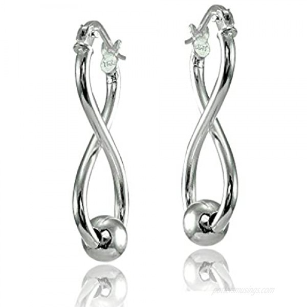 Sterling Silver Infinity Figure 8 Bead Drop Earrings
