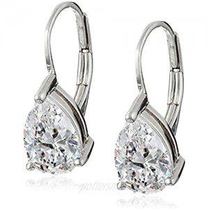 Sterling Silver Pear Cut Cubic Zirconia Leverback Earrings
