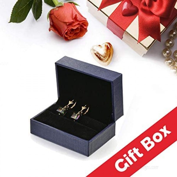 Swarovski Crystal Cube Drop Earrings for Women Leverback Dangle Earrings 14K Gold Plated Hypoallergenic Jewelry