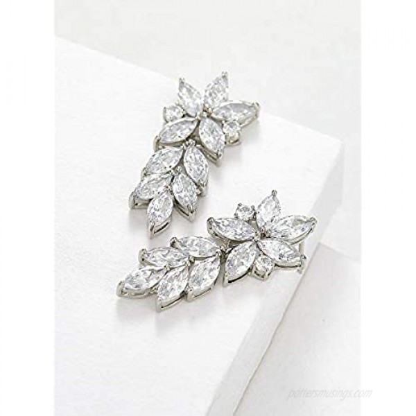 SWEETV Marquise Wedding Earrings for Brides Bridal Bridesmaid Earrings for Wedding Cubic Zirconia Dangle Drop Earrings for Women