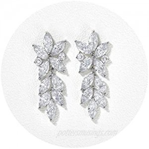 SWEETV Marquise Wedding Earrings for Brides  Bridal Bridesmaid Earrings for Wedding  Cubic Zirconia Dangle Drop Earrings for Women