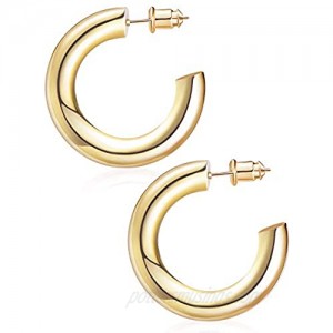 wowshow Chunky Open Hoops Thick Gold Hoop Earrings for Women and Girls