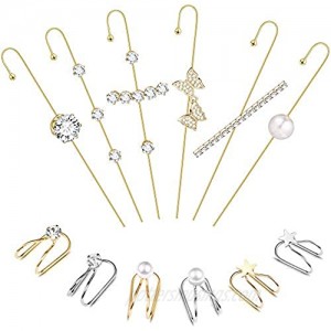 12PcsEar Wrap Crawler Hook Earrings Earcuffs Earrings for Women Girls Climber Piercing Ear Cartilage Clip On Earrings