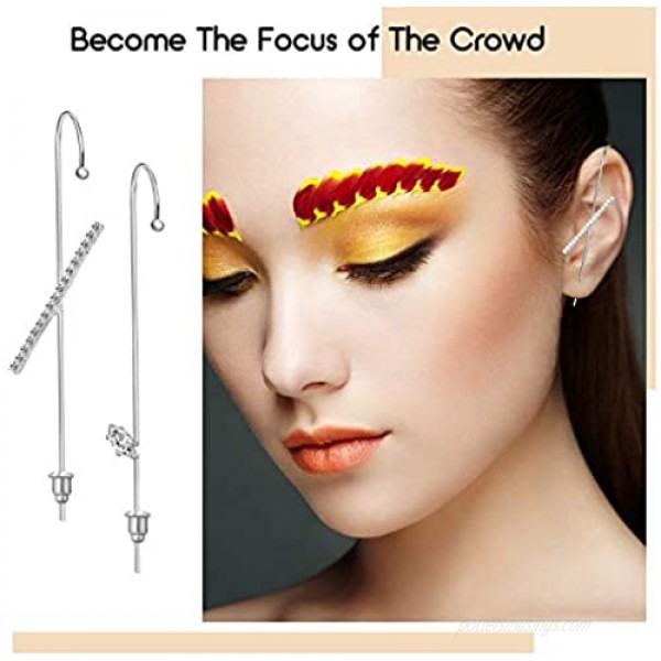 16 Pieces Ear Cuff Crawler Hook Earrings Set Pierced Earrings Assorted Ear Climber Crawler Hook Earrings for Women