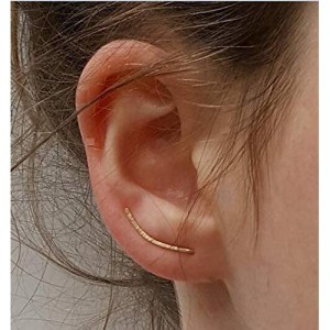 Ear Climber - Dainty Hammered Ear Crawler Simple Minimalist 14k Gold Filled Ear Climbers