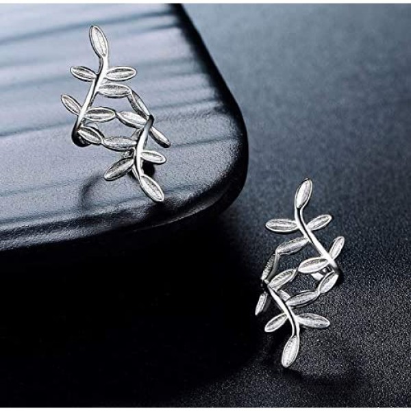 JOERICA 4 Pairs Silver Ear Cuff Earrings for Women Clip on Fake Lip Cartilage Tragus Helix Body Jewelry Set