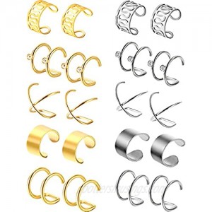 Jovitec 10 Pairs Stainless Steel Ear Cuff Helix Cartilage Clip on Earrings Non Piercing Cartilage Earrings for Women Girls Supplies  5 Styles