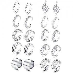 Jstyle 10Pairs Adjustable Ear Cuff Clip Earrings Set for Women Stainless Steel Non-Piercing Cartilage Clip On Wrap Earring Set
