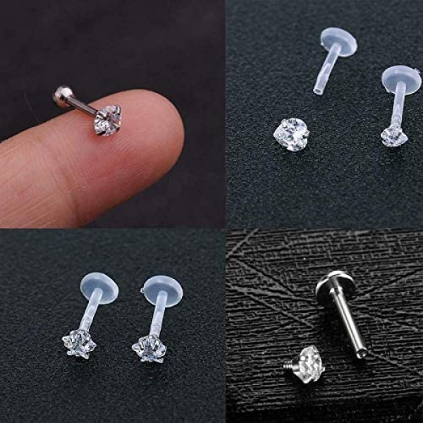LAURITAMI 16g Tragus Helix Earrings Ear Cartilage Earring Stud Ear Piercing Jewelry Stainless Steel Ear Studs for Women Girls