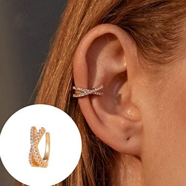 LAURITAMI Stainless Steel Ear Cuff Helix Cartilage Clip On Wrap Earrings Fake Nose Ring Non-Piercing Adjustable Men Women