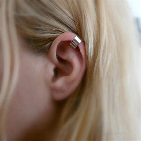 Longita Ear Cuff Earrings for Women Non Piercing Ear Clip On Cartilage Earring Cuff Chain Stainless Steel Dainty Crossed Flower Minimal Conch Jewelry Hoop Earrings Silver Rose Gold Black