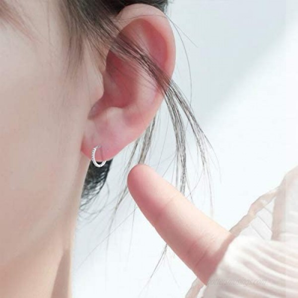 NEWITIN 6 Pairs Hoop Earrings 925 Sterling Silver Earring Stud Hypoallergenic Earrings Cubic Zirconia Huggie Earrings Piercing Ear Cuff Cartilage Hoop Earrings for Women Girls