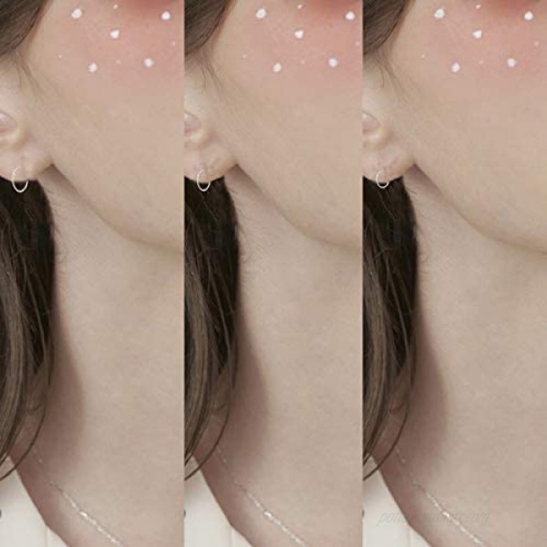 NEWITIN 6 Pairs Hoop Earrings 925 Sterling Silver Earring Stud Hypoallergenic Earrings Cubic Zirconia Huggie Earrings Piercing Ear Cuff Cartilage Hoop Earrings for Women Girls