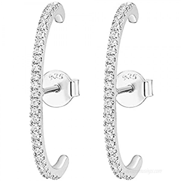 PAVOI 14K Gold Plated Minimalist Suspender Earring CZ Ear Lobe Cuff Stud Earrings