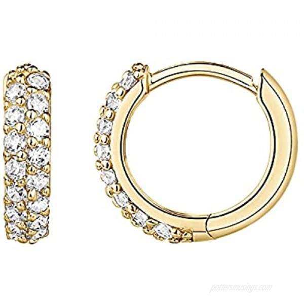 PAVOI 14K Gold Plated S925 Sterling Silver Post Cubic Zirconia Cuff Earrings Huggie Stud