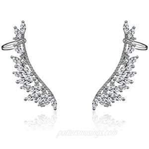 Royal Amoyy Ear Cuff Earrings for Women and Girls 925 Sterling Silver Ear Crawler Angel Wing Ear Climber Earrings Silver