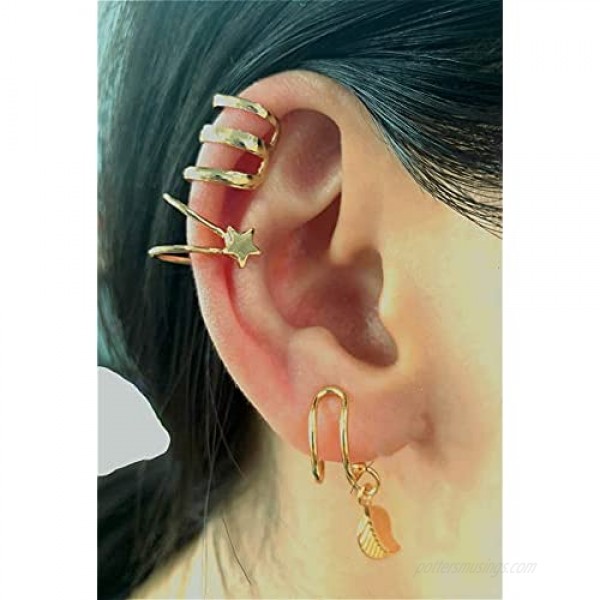 Sither 5 Piece Women Cute Ear Cuff Cross Ear Cuff for Non-pierced for Girls Ear Clip Earrings Minimalist Earrings Cartilage Ear Cuff Simple Fashion Unique Jewelry Gift for Her
