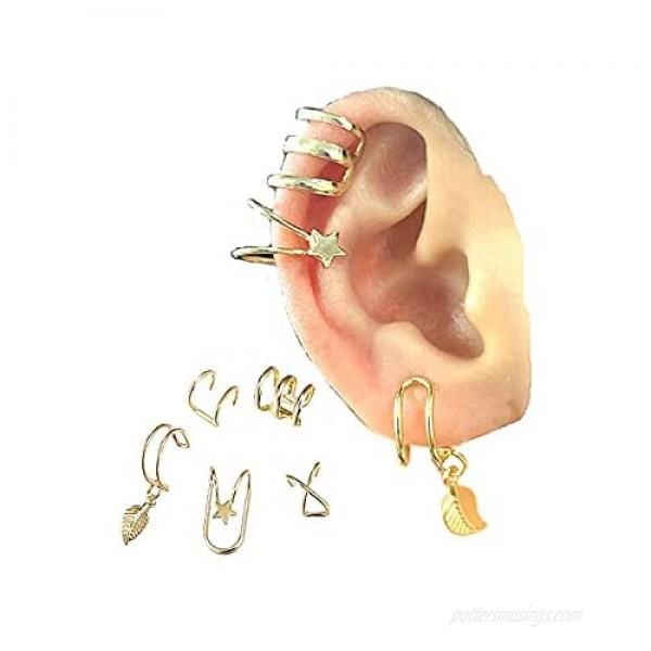 Sither 5 Piece Women Cute Ear Cuff Cross Ear Cuff for Non-pierced for Girls Ear Clip Earrings Minimalist Earrings Cartilage Ear Cuff Simple Fashion Unique Jewelry Gift for Her