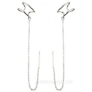 SLUYNZ 925 Sterling Silver Cuff Earrings Threader Chain for Women Teen Girls Crawler Earrings Wrap Earrings