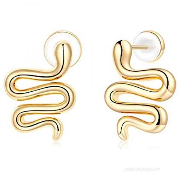 Stud Earrings for Women Girls S925 Sterling Silver Post 14K Gold Plated Star Moon Snake Stud Earrings Minimalist Cross Evil Eye Serpent Suspender Earrings Jewelry Gifts for Her