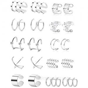 Tornito 4-10 Pairs Stainless Steel Ear Cuff Helix Cartilage Clip On Wrap Earrings Fake Nose Ring Non-Piercing Adjustable