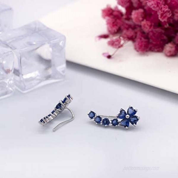 YOQUCOL Woman Flower Shape Cubic Zirconia Crystal Cuff Wrap Ear Vines Climbers Earrings Jewelry For Girls