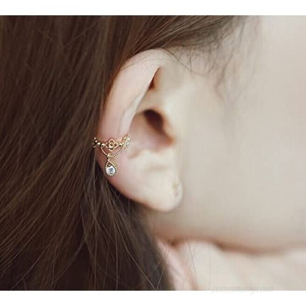 Zhx Without Pierced Ear Bone Folder Punk Fashion Ear Cuff Wrap Rhinestone Cartilage Clip On Earring Non Piercing Jewelry Gold one size