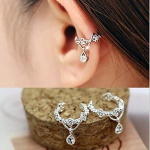 Zhx Without Pierced Ear Bone Folder Punk Fashion Ear Cuff Wrap Rhinestone Cartilage Clip On Earring Non Piercing Jewelry Gold one size