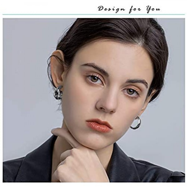 14K Gold Plated Hoop Clip On Earrings for Women Unique Design Hypoallergenic Chunky Earrings Earrings for Women Gold and Silver