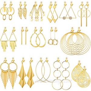 16 Pairs Clip on Earrings Jewelry Set Clip on Bohemian Earrings Clip on Hoop Dangle Drop Earrings Tassel Statement Clip-on Earrings Non Piercing Earrings for Girls Women