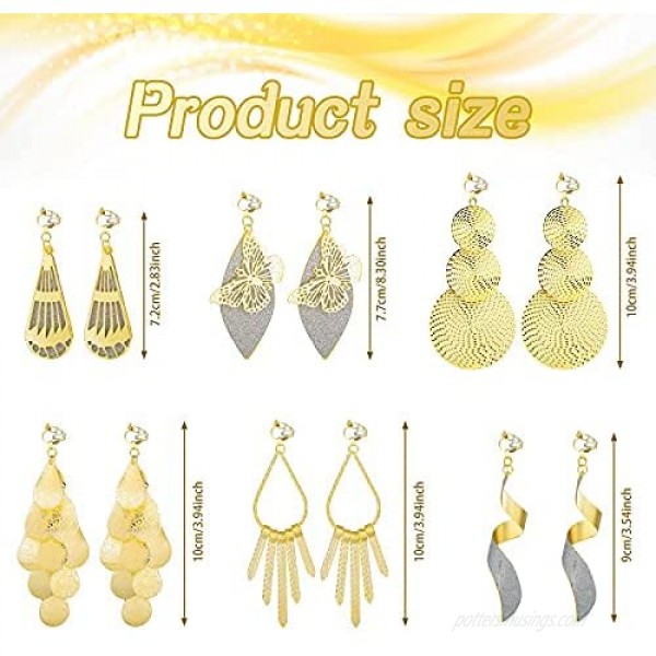 16 Pairs Gold Clip on Earrings Set Bohemian Clip on Hoop Dangle Drop Earrings Tassel Statement Earrings Non Piercing Earrings for Girls Women