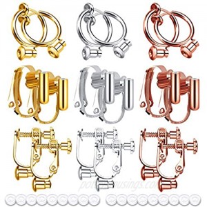 18 Piece Clip-on Earrings Converter  Maveek 3 Styles Fashion Earring Clip Backs with Post for Non-Pierced Ears in 3 Colors  Gold & Silver & Rose