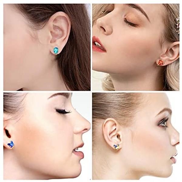 6/10 Pairs Clip on Earrings for Women - Vibrant Color Birthstone Clip on Earrings for Girls - Fake Earrings for Women Girls Clip on Earrings Kids