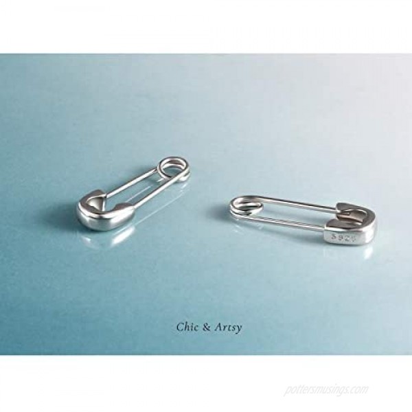 925 Sterling Silver Safety Pin Earrings Unisex - Solidarity Peace