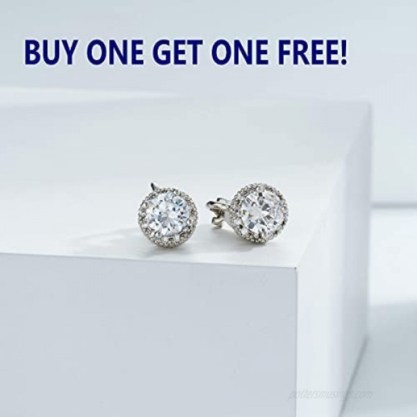 Bright Crystal Cubic Zirconia Clip on Round Stud Earring Non Pierced Women/Girl Earring