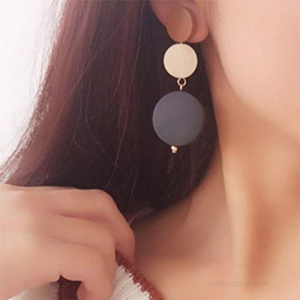 Clip On Earrings Round Dangle Delicate Circle Earrings Gold Plated Banquet Gift
