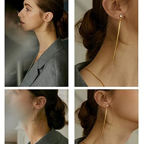 Cowlyn Snake Chain Earring Long Tassel Gold Drop Dangle Stund Vintage Hypoallergenic Jewelry for Women